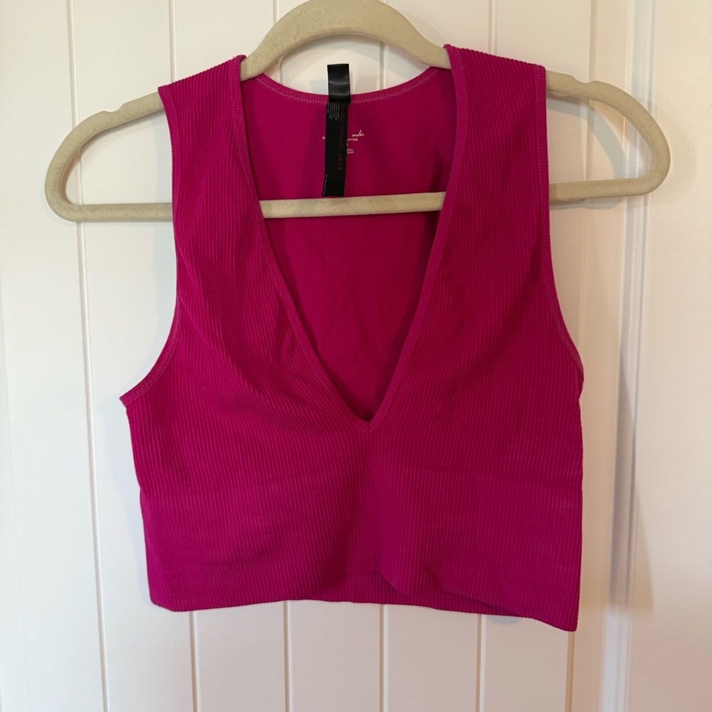 URBAN OUTFITTERS OUT FROM UNDER HAILEY SEAMLESS PLUNGING PINK BRA TOP  XL